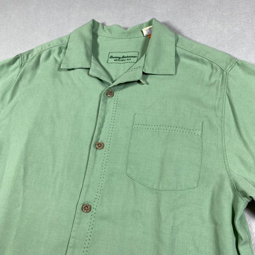 Tommy Bahama Island Zone Silk Blend Button Down Shirt Green Mens S Original Fit
